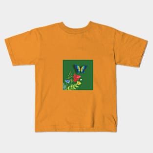 Spring Flowers, Honeybee & Butterfly Kids T-Shirt